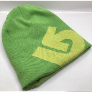 Y2K Burton Green Reversible Billboard Logo Beanie Adult OS Ski Spellout Retro
